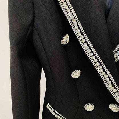 Women Double Beaded Formal Pantsuits Black Two Pieces Party Suit