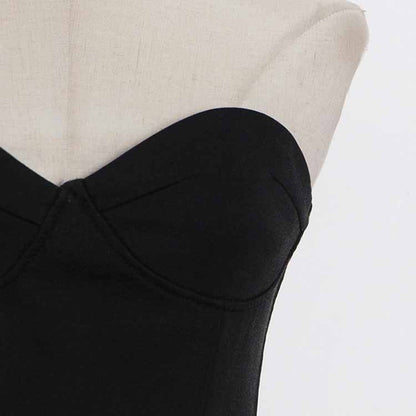 Women's black Strapless Pantsuit Casual Crop + Wide Legs Pants Suit