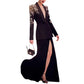 Women Black Studded Beaded Blazer Long Skirt Suit Jacket with Split Fish Tail Skirt Formal Suit