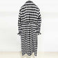 Women's Black and White Belted Trench Coat