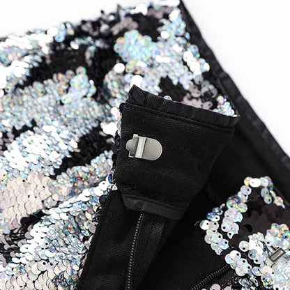 Black and White Sequinted Suit Party Pantsuit Stage Performance Two Pieces Suit