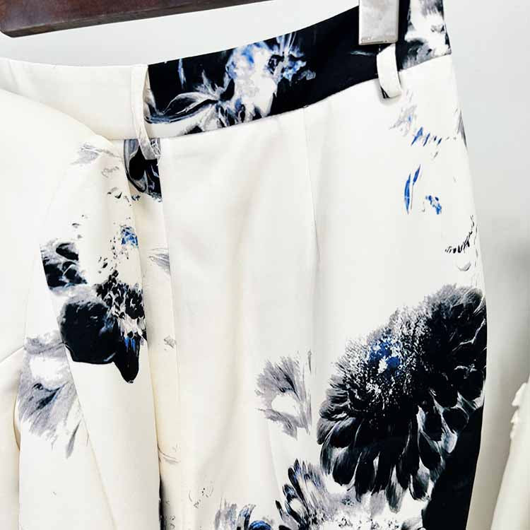 Women Floral Print Suit One Button Pantsuit