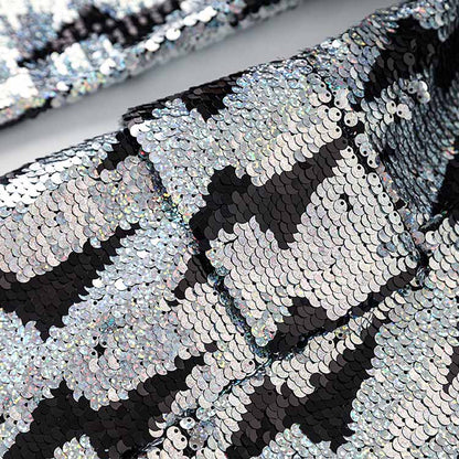 Black and White Sequinted Suit Party Pantsuit Stage Performance Two Pieces Suit