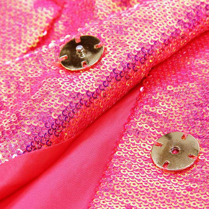 Sequined Middle Length Blazer Long Sleeves Colorful Party Blazer Coat