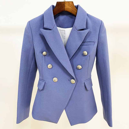 Women's Blazer Double Beasted Coat wit Buttons Trendy Jackets