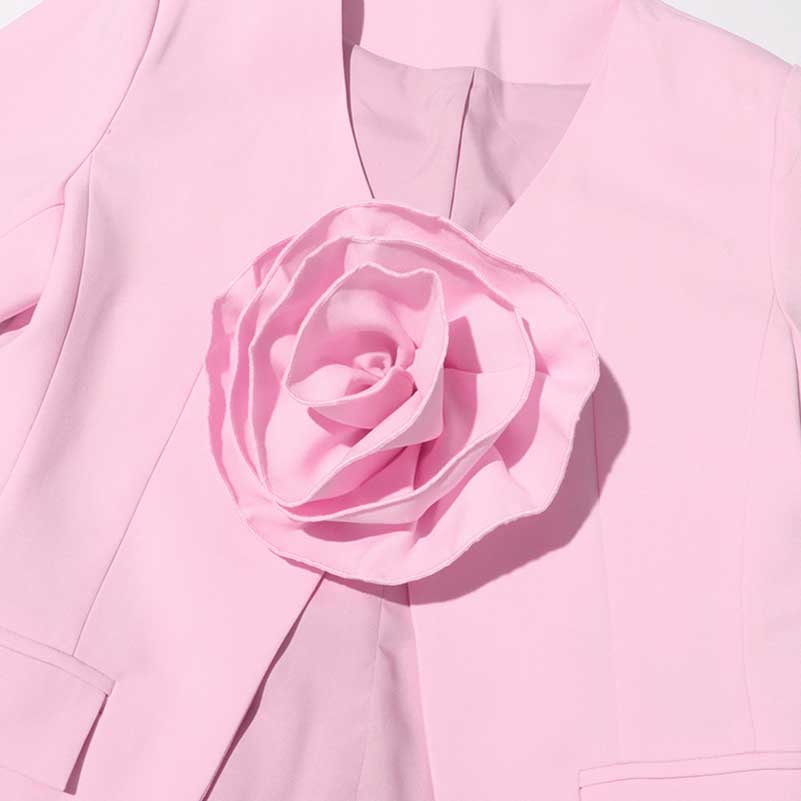 Women's Elegant 3D Flower Blazer Rose Embellished Wedding Coat