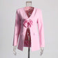 Women's Elegant 3D Flower Blazer Rose Embellished Wedding Coat