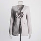 Women's Elegant 3D Flower Blazer Rose Embellished Wedding Coat