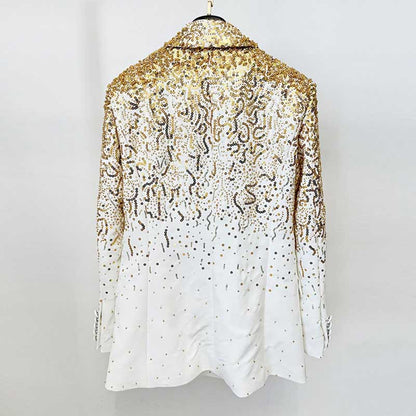 Gold Gradient Sequin-Beaded Embroidered Blazer