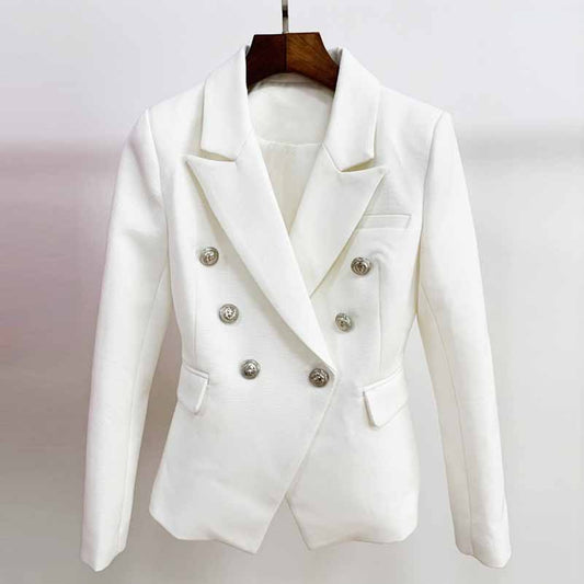 Women's Blazer Double Beasted Coat wit Buttons Trendy Jackets