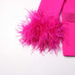 Long Sleeve Feather Crystal Blazer in Hot Pink, White, Black