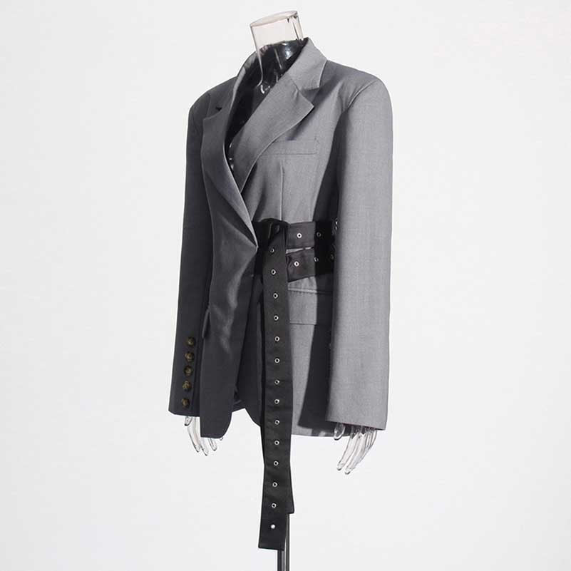 Women's Double Belt Detailed Blazer