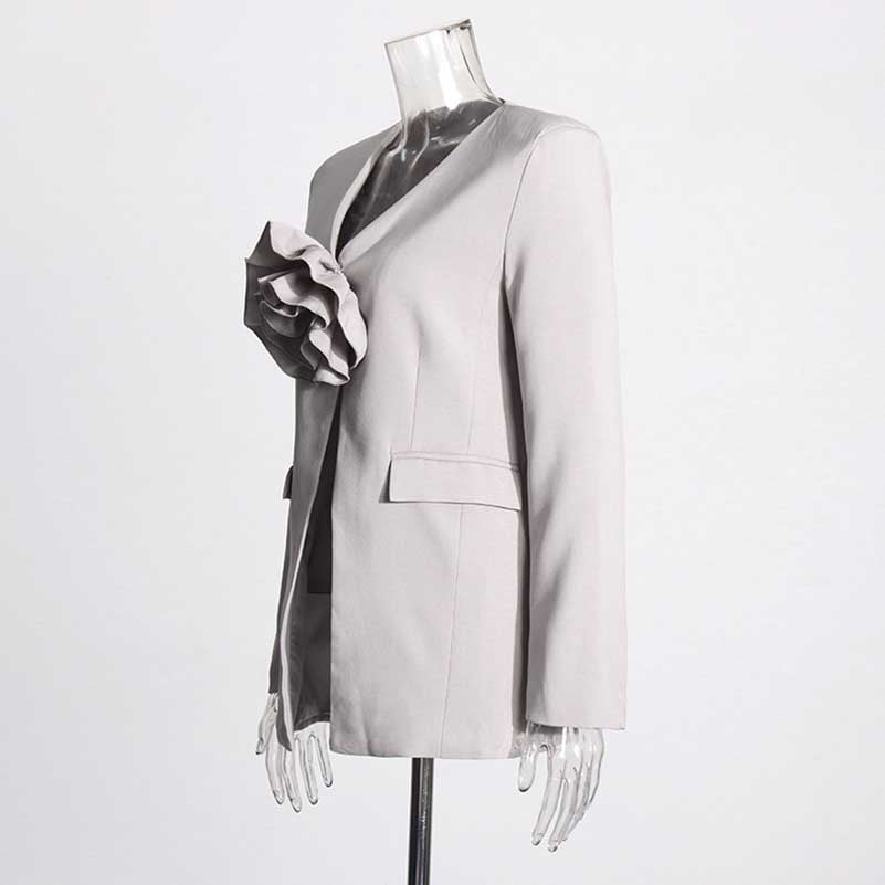 Women's Elegant 3D Flower Blazer Rose Embellished Wedding Coat