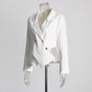 Women's Spliced Short Blazer in White