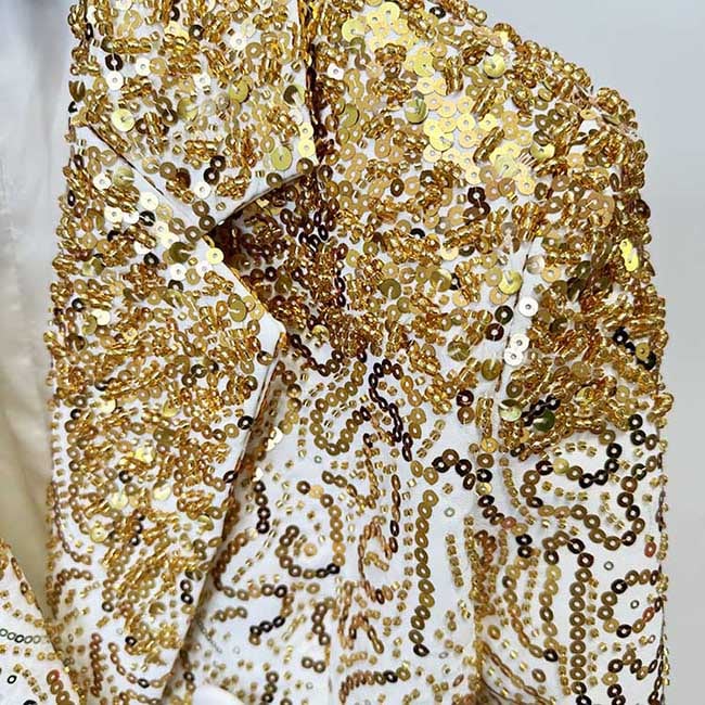 Gold Gradient Sequin-Beaded Embroidered Blazer