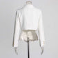 Women's Spliced Short Blazer in White