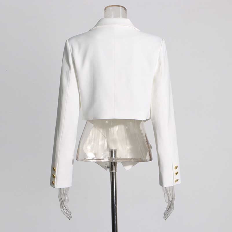 Women's Spliced Short Blazer in White