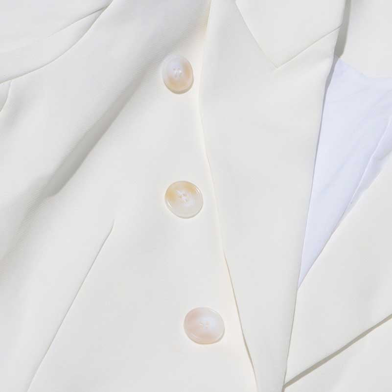 Women's White Suit Coat Silhouette Splicing Button Blazer