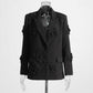 Women's Double Breated Peak Lapel Blazer with Flowers