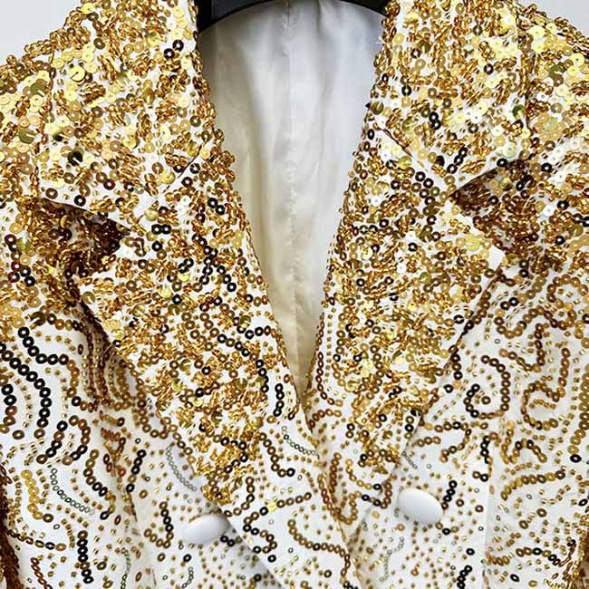 Gold Gradient Sequin-Beaded Embroidered Blazer