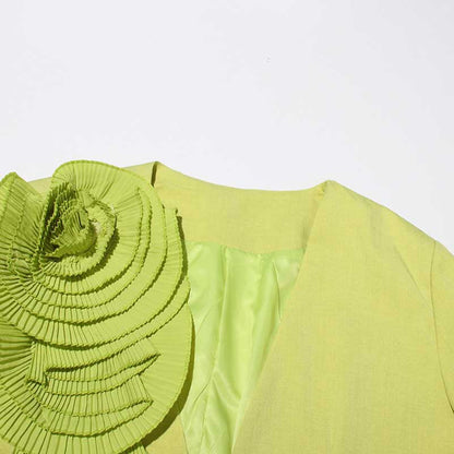 Women's Blazer Flower Embellished V Neck Single Button Jacket