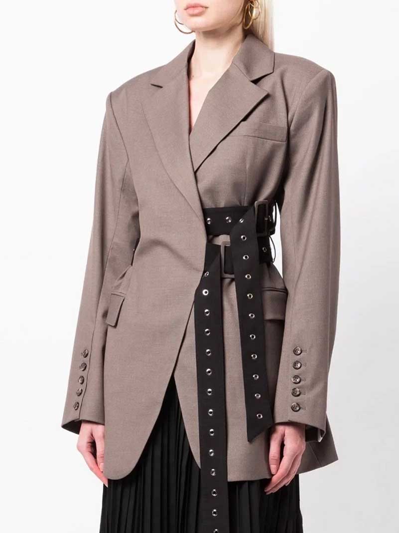 Women's Double Belt Detailed Blazer