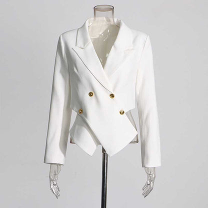 Women's Spliced Short Blazer in White