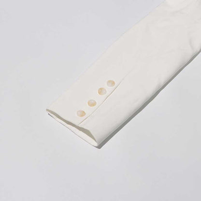 Women's White Suit Coat Silhouette Splicing Button Blazer