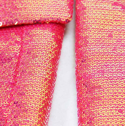 Sequined Middle Length Blazer Long Sleeves Colorful Party Blazer Coat