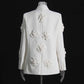 Women's Double Breated Peak Lapel Blazer with Flowers