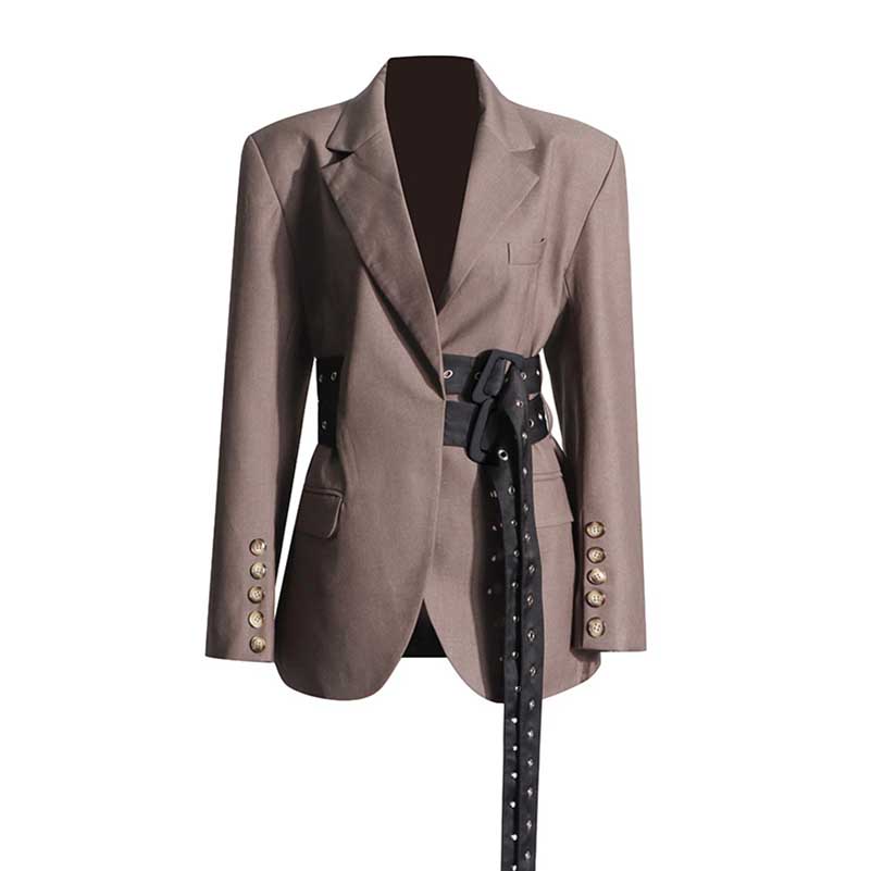 Women's Double Belt Detailed Blazer