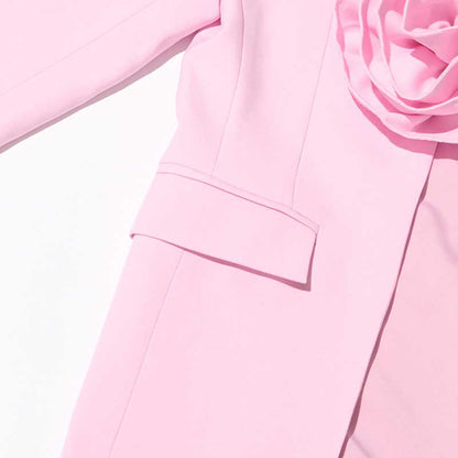 Women's Elegant 3D Flower Blazer Rose Embellished Wedding Coat