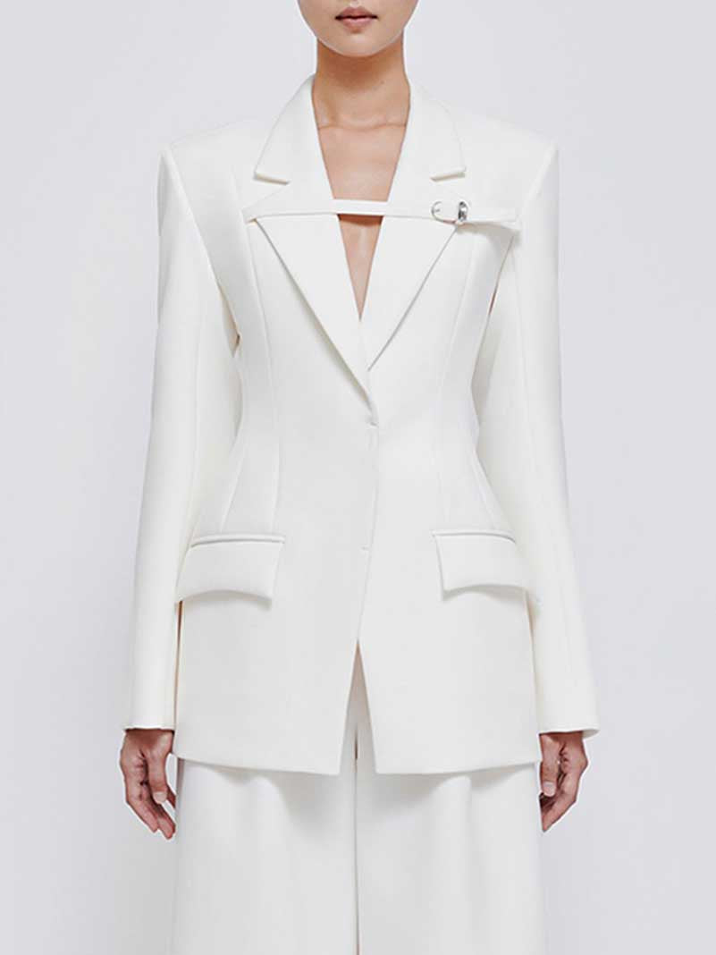 Women's White Suit Coat Formal Blazer