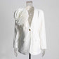 Women's Blazer Flower Embellished V Neck Single Button Jacket