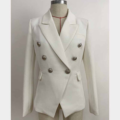 Women's Blazer Double Beasted Coat wit Buttons Trendy Jackets
