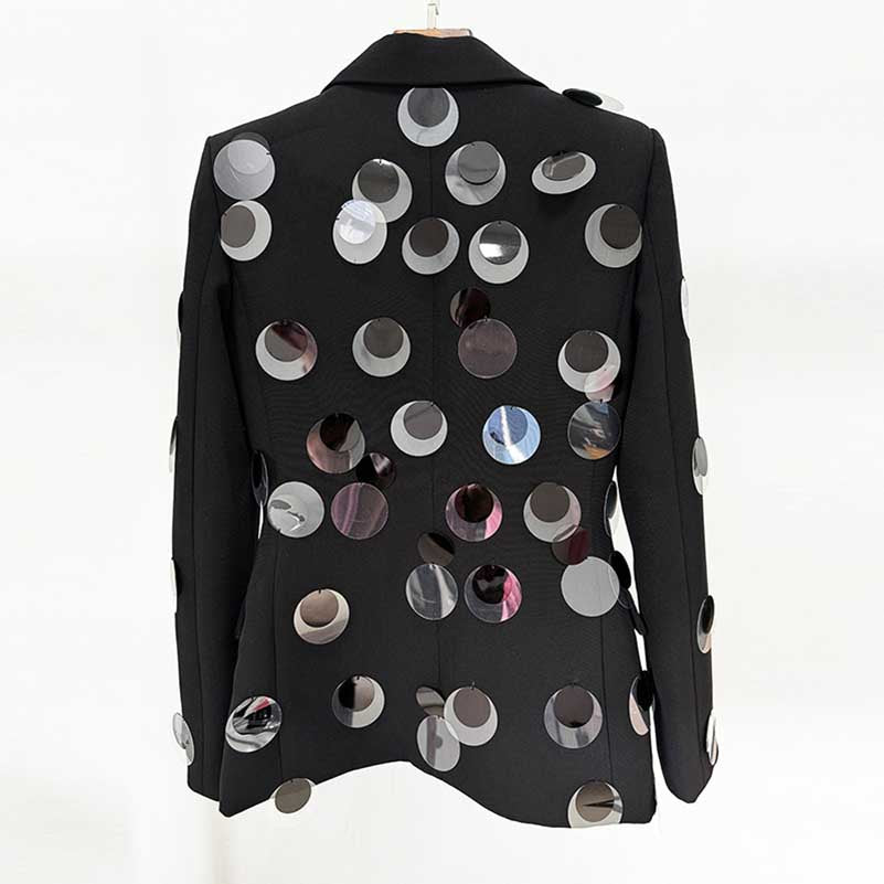 Black Blazer With Hand-Stitched Sequins