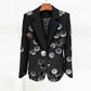 Black Blazer With Hand-Stitched Sequins