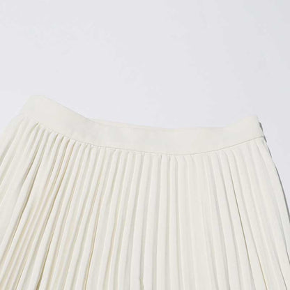 White 2- piece Set Asymmetrical Blazer Pleated Skirts Set