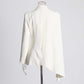 White 2- piece Set Asymmetrical Blazer Pleated Skirts Set