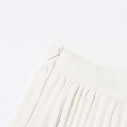 White 2- piece Set Asymmetrical Blazer Pleated Skirts Set