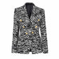 Women's Fitted Golden Buttons Coat Zebra Pattern Blazer