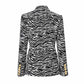 Women's Fitted Golden Buttons Coat Zebra Pattern Blazer