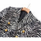 Women's Fitted Golden Buttons Coat Zebra Pattern Blazer