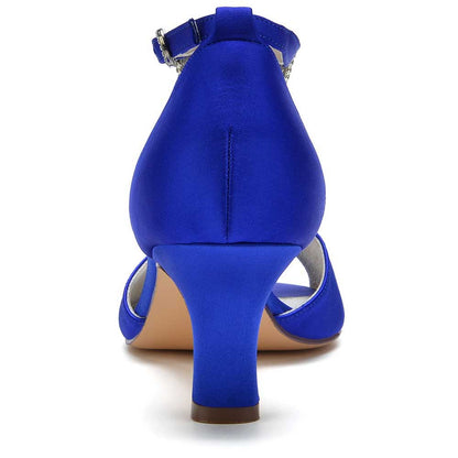 Bling tassel high heel sandals in royal blue with a stylish back design and elegant heel