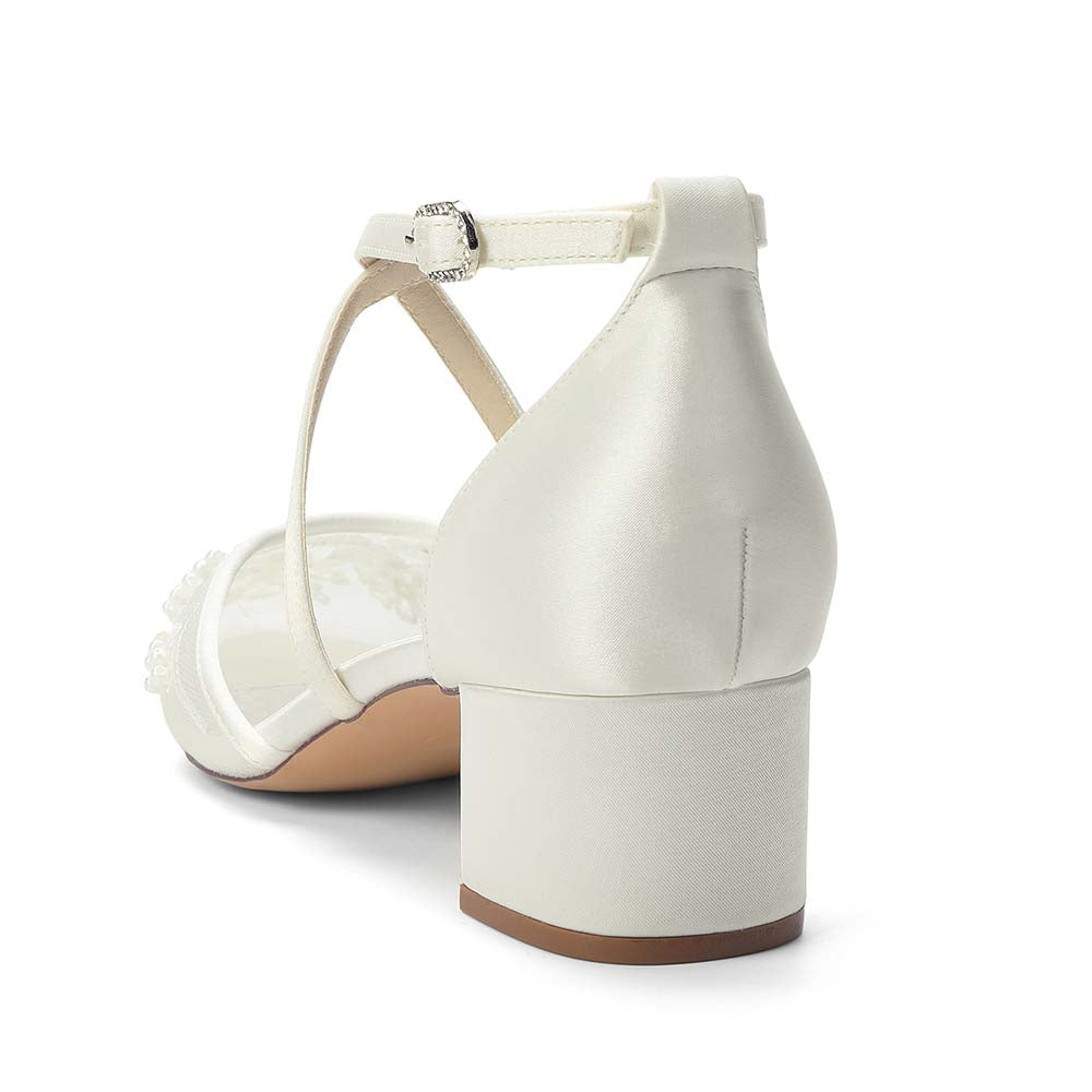 Women's Crossing Strap Dress Heels-Block Heel Wedding Shoes