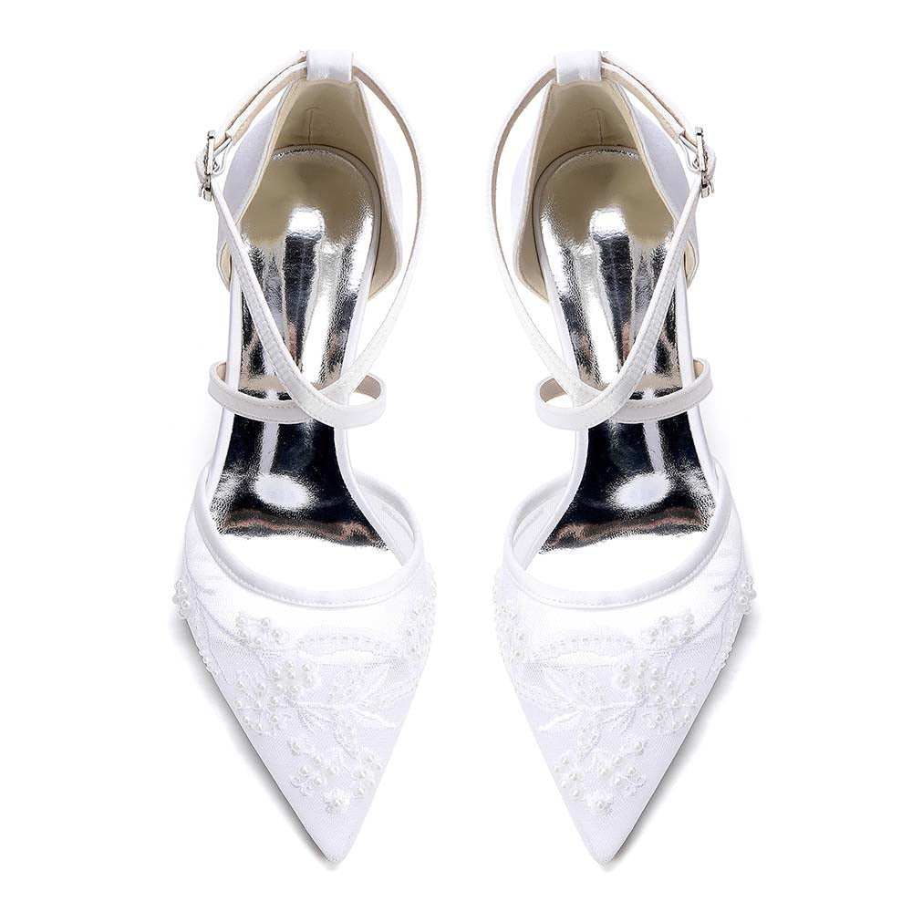 Women's Crossing Strap Dress Heels-Block Heel Wedding Shoes