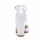 Women's Wedding Shoes Cross Strap Satin Block Heel Wedding Sandals Bridal Shoes