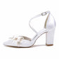 Women's Wedding Shoes Cross Strap Satin Block Heel Wedding Sandals Bridal Shoes