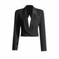 Crystal Embellished Crop Blazer One Button Diamond Short Top Jacket