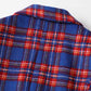 Women Long Sleeve Checked Blazer Coat Blue